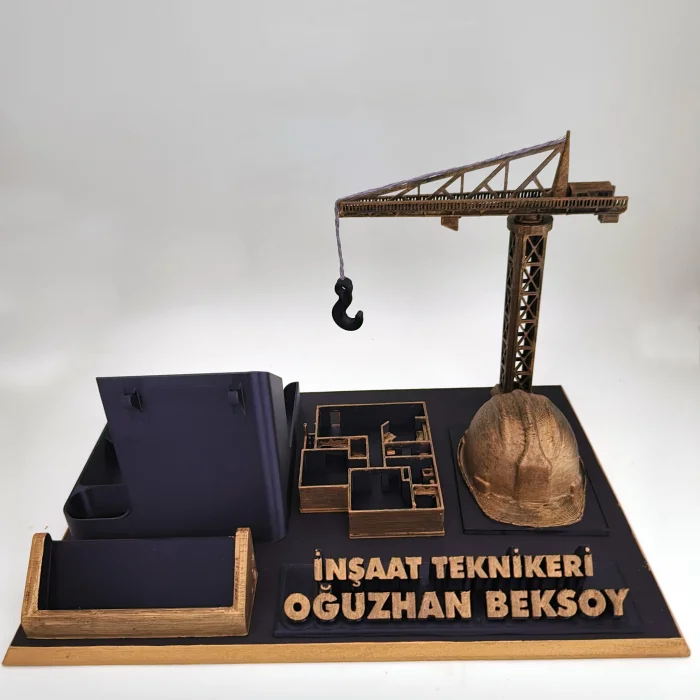 Kişiye Özel İnşaat Teknikeri Masa İsimliği ve Kartvizitlik