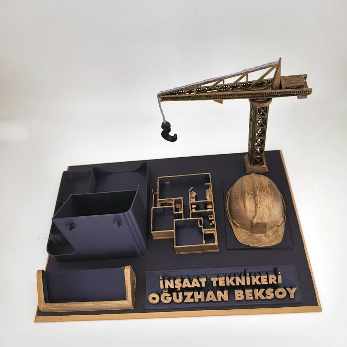 Kişiye Özel İnşaat Teknikeri Masa İsimliği ve Kartvizitlik