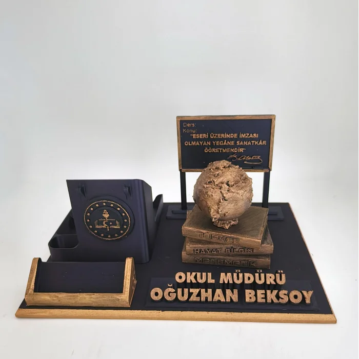 Kişiye Özel Okul Müdürü Masa İsimliği ve Kartvizitlik