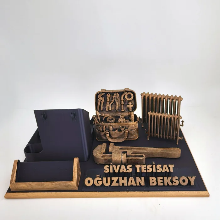 Kişiye Özel Tesisatçı Masa İsimliği ve Kartvizitlik