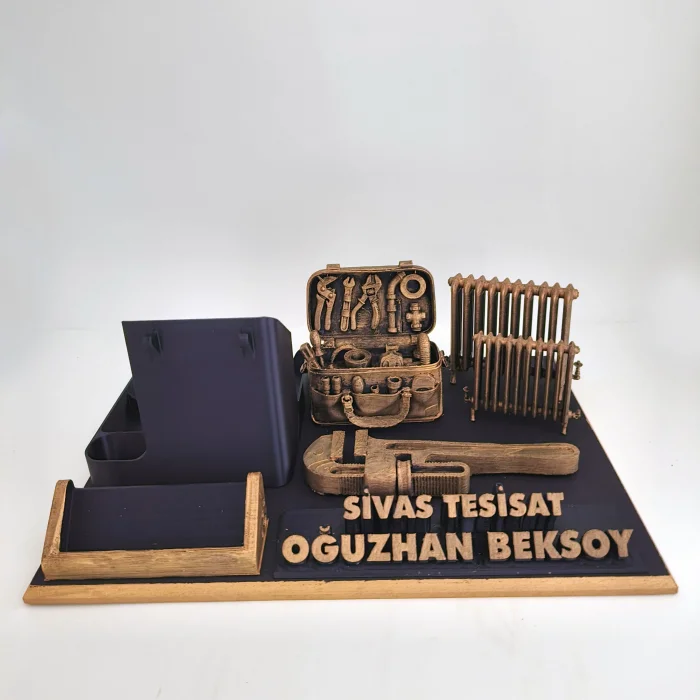 Kişiye Özel Tesisatçı Masa İsimliği ve Kartvizitlik