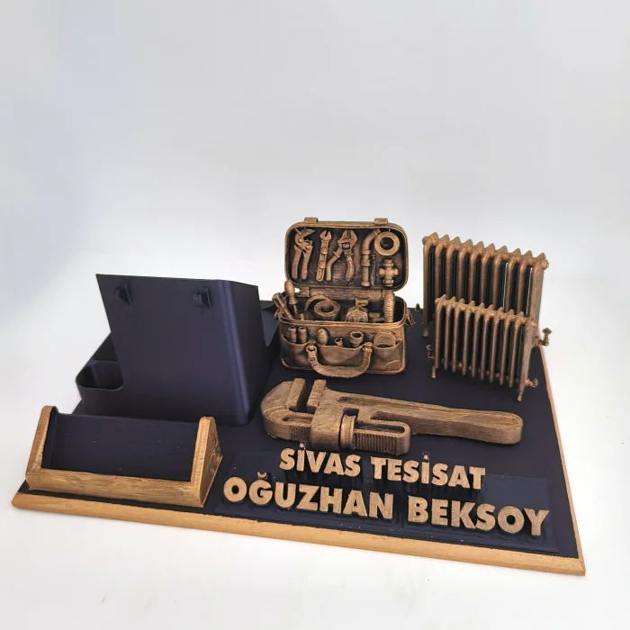 Kişiye Özel Tesisatçı Masa İsimliği ve Kartvizitlik