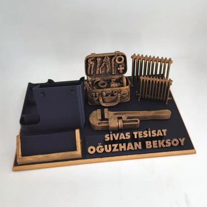 Kişiye Özel Tesisatçı Masa İsimliği ve Kartvizitlik