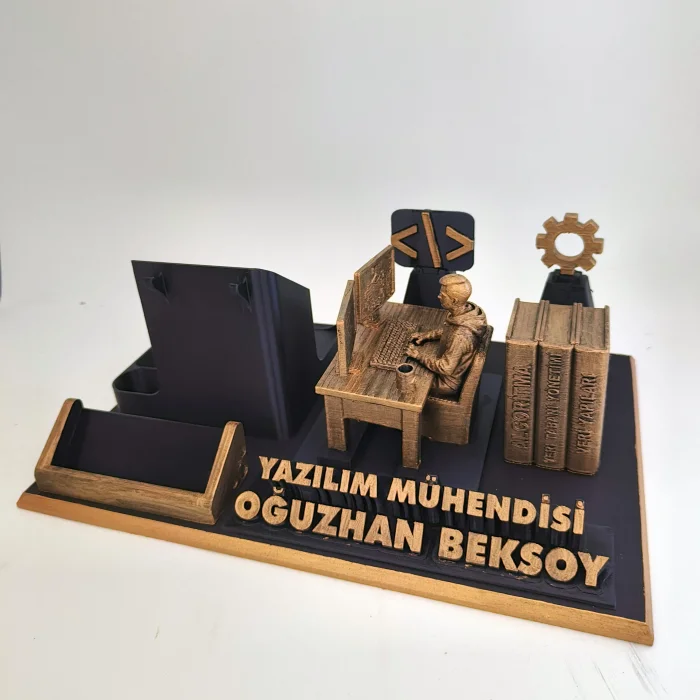 Kişiye Özel Yazılım Mühendisi Masa İsimliği ve Kartvizitlik