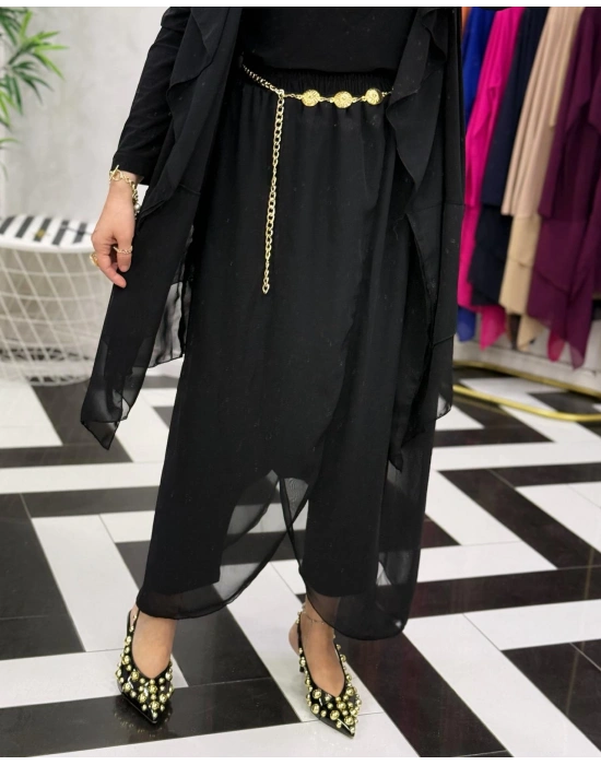 3’lü Takım Şık Tesettür Elbise – Candy Kumaş Siyah