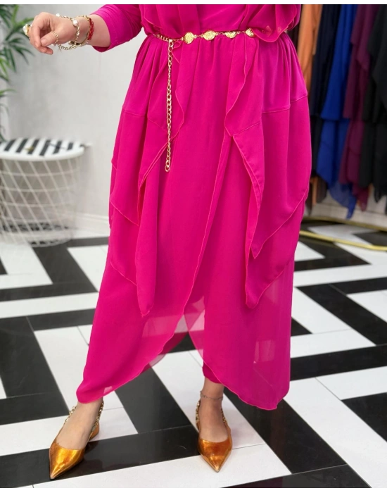 3’lü Takım Şık Tesettür Elbise – Candy Kumaş Pembe