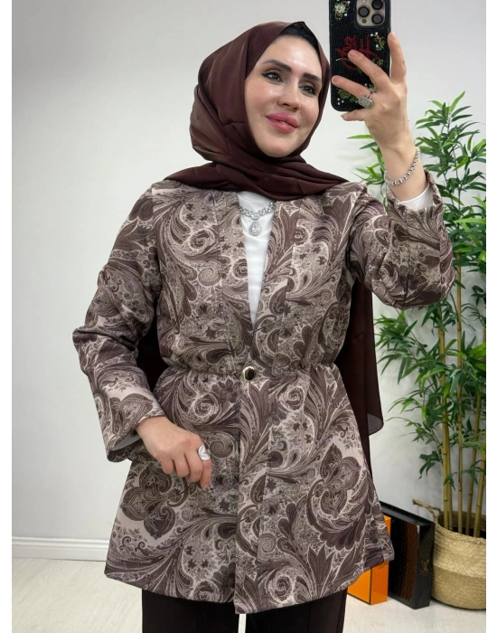 Etnik Desen Takım Kahverengi