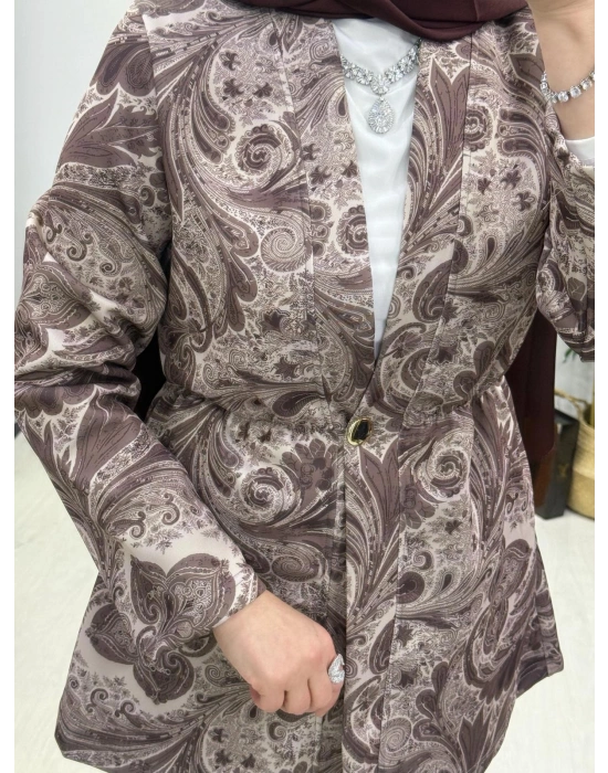 Etnik Desen Takım Kahverengi