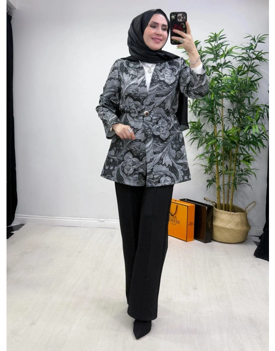 Etnik Desen Takım Gri