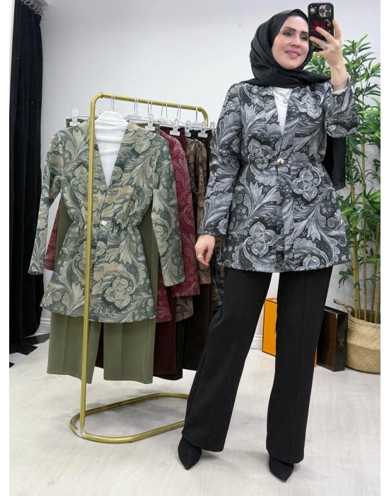 Etnik Desen Takım Gri