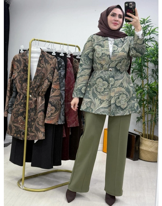 Etnik Desen Takım Haki