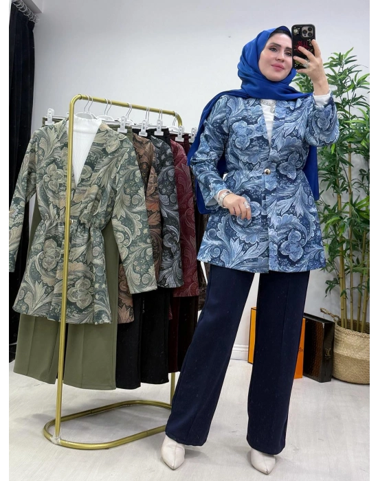 Etnik Desen Takım Mavi