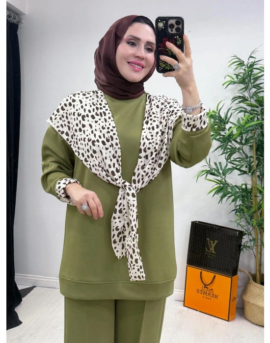 Aura Şal Detaylı Takım Yeşil