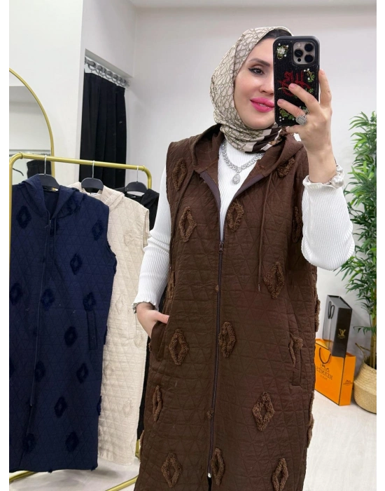 Yazlık İnce Kapitone Yelek Kahverengi