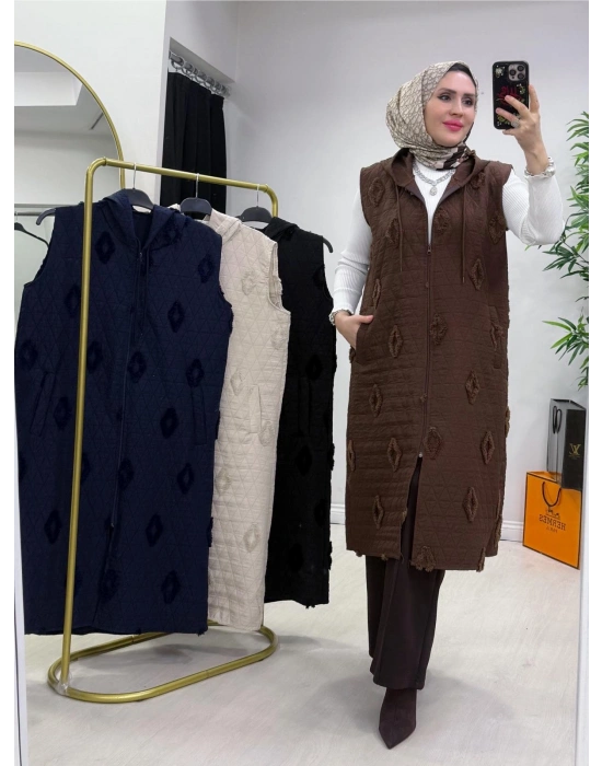 Yazlık İnce Kapitone Yelek Kahverengi