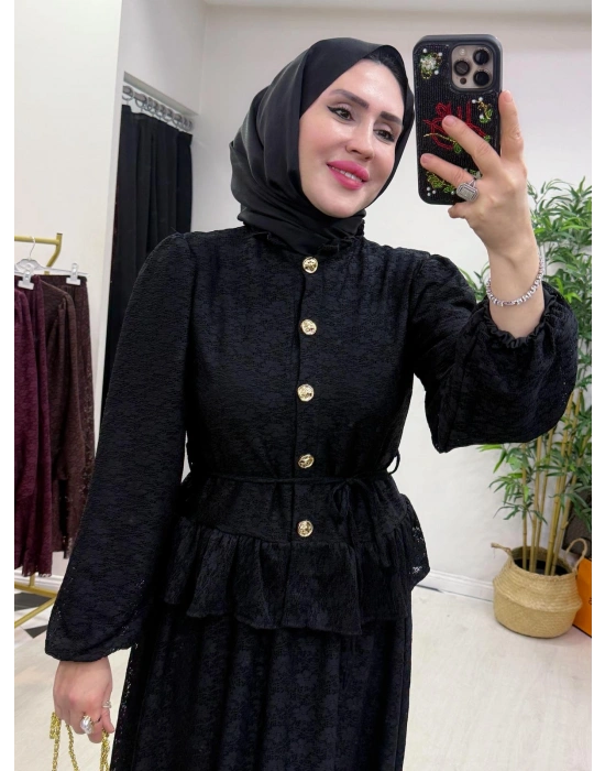 Tasarım Dantel Etekli Takım Siyah