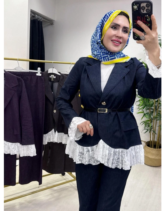 Yeni Sezon Tencel Kot Tasarım Takım Lacivert