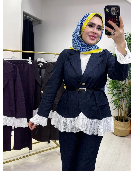 Yeni Sezon Tencel Kot Tasarım Takım Lacivert