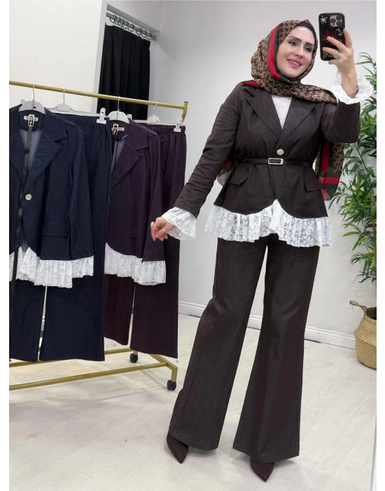 Yeni Sezon Tencel Kot Tasarım Takım Kahverengi