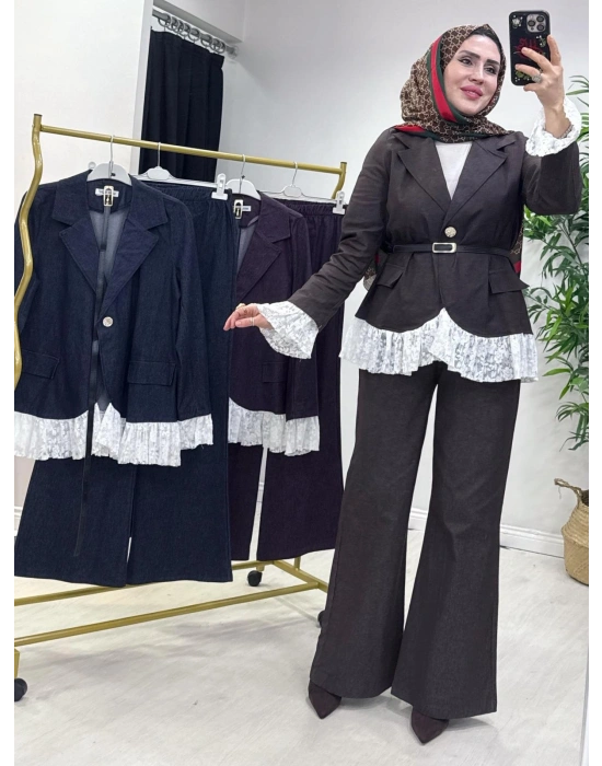 Yeni Sezon Tencel Kot Tasarım Takım Kahverengi