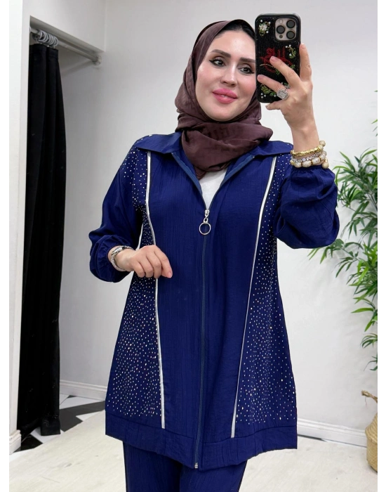 Ağaç Kabuğu Takım Lacivert