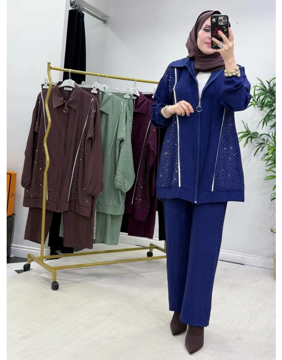 Ağaç Kabuğu Takım Lacivert