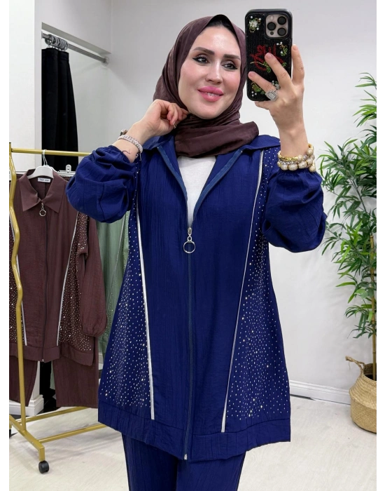 Ağaç Kabuğu Takım Lacivert