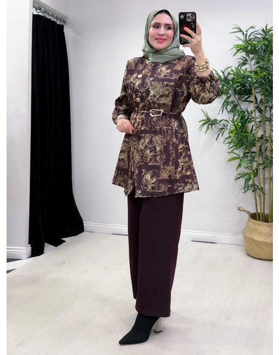 Yeni Sezon Dabıl Kumaş Takım Mürdüm