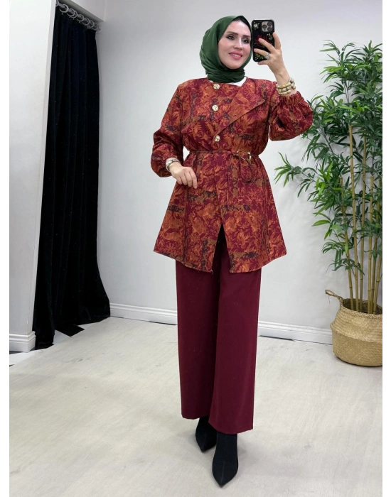 Yeni Sezon Dabıl Kumaş Takım Bordo