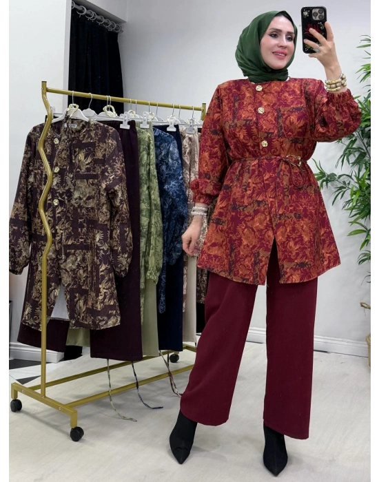 Yeni Sezon Dabıl Kumaş Takım Bordo