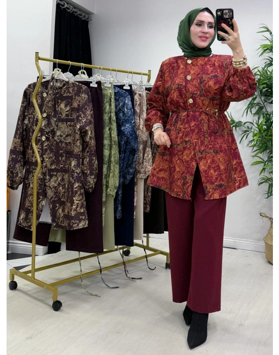 Yeni Sezon Dabıl Kumaş Takım Bordo