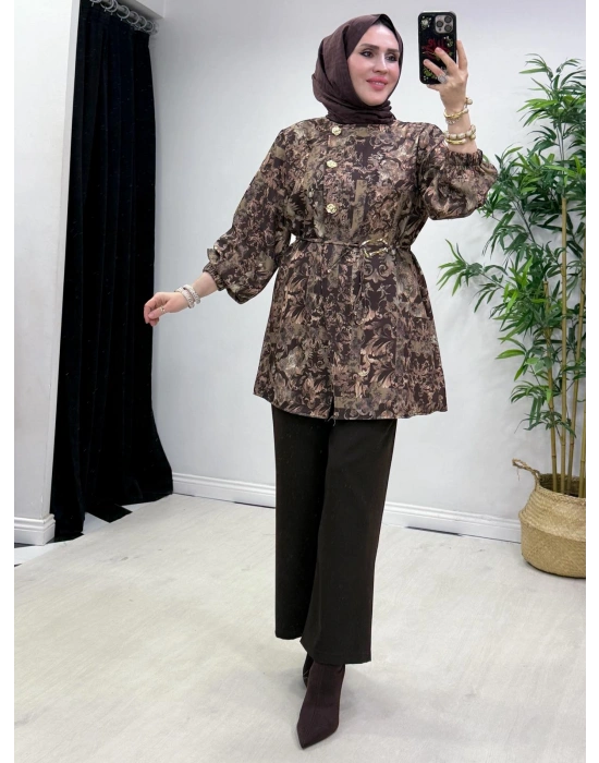 Yeni Sezon Dabıl Kumaş Takım Kahve