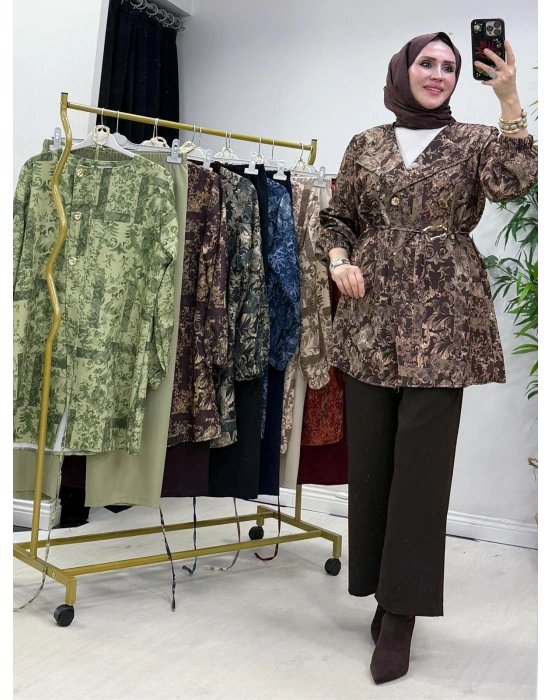 Yeni Sezon Dabıl Kumaş Takım Kahve