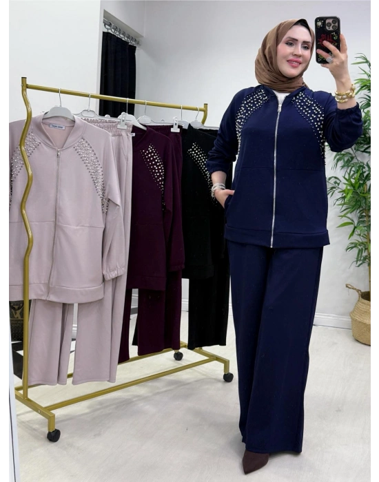 Oysho Kumaş Taş Detaylı Spor Takım Lacivert