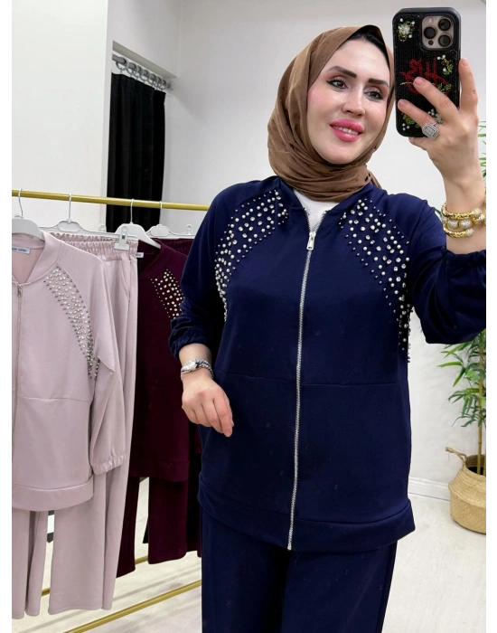 Oysho Kumaş Taş Detaylı Spor Takım Lacivert