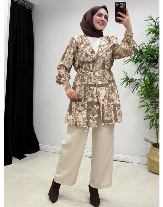 Yeni Sezon Dabıl Kumaş Takım Krem