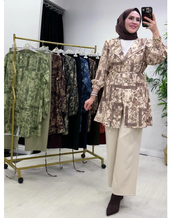 Yeni Sezon Dabıl Kumaş Takım Krem