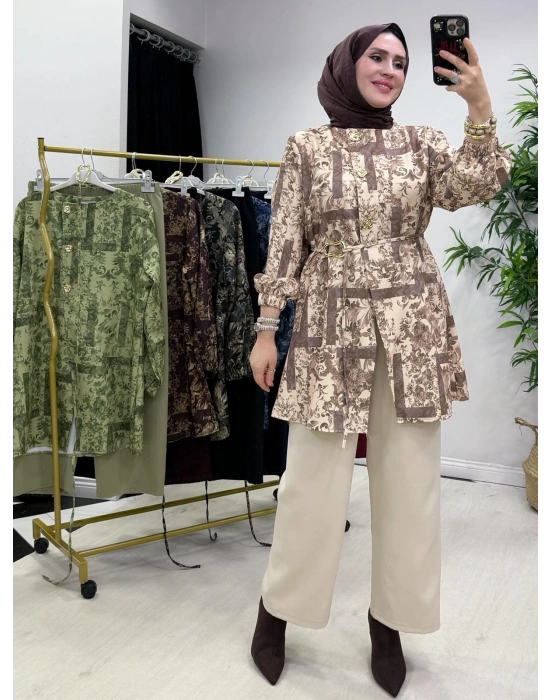 Yeni Sezon Dabıl Kumaş Takım Krem