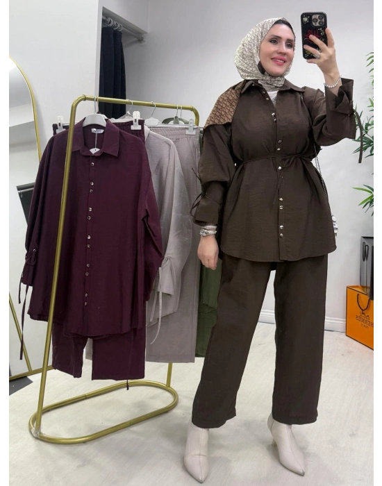 Yeni Sezon Zara Cupra Kumaş Takım Kahverengi