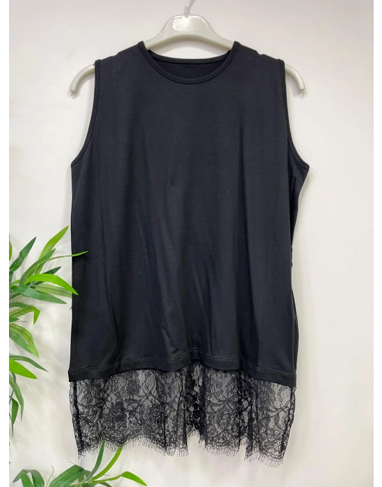 Etek Ucu Tül İçlik Siyah