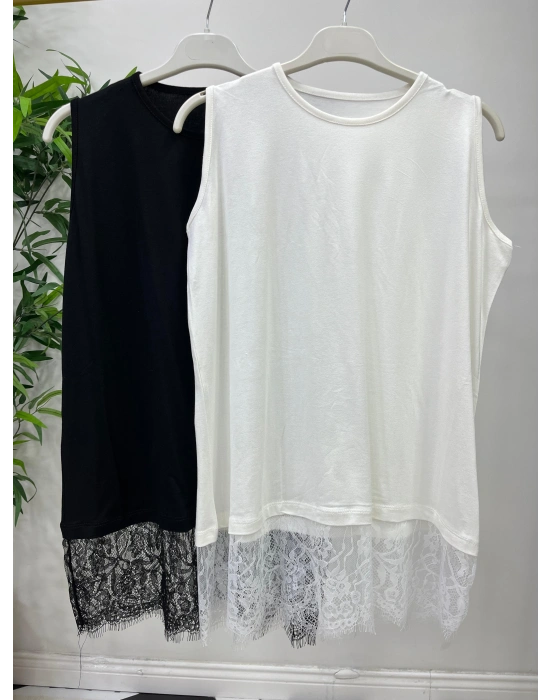 Etek Ucu Tül İçlik Siyah