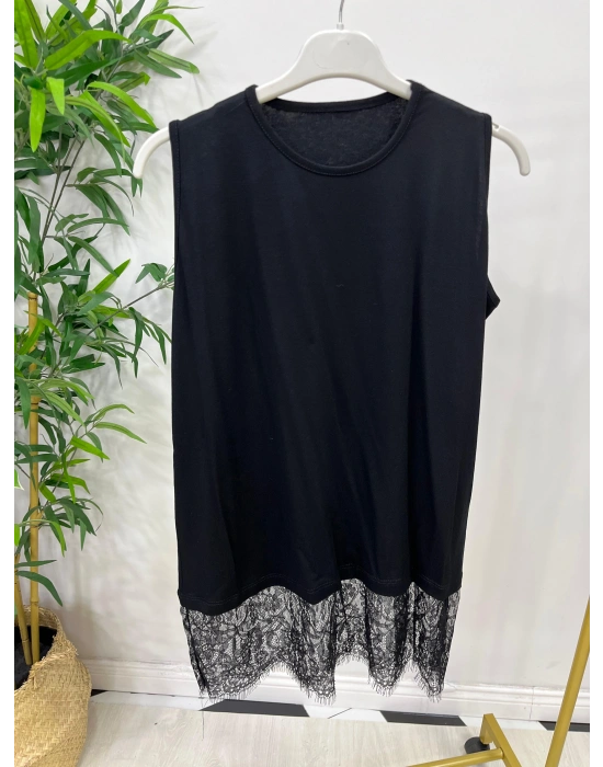 Etek Ucu Tül İçlik Siyah