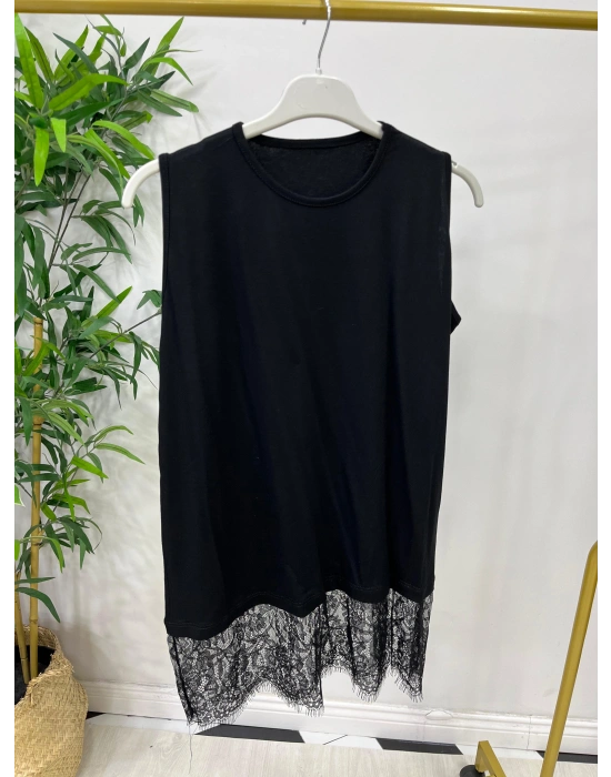 Etek Ucu Tül İçlik Siyah