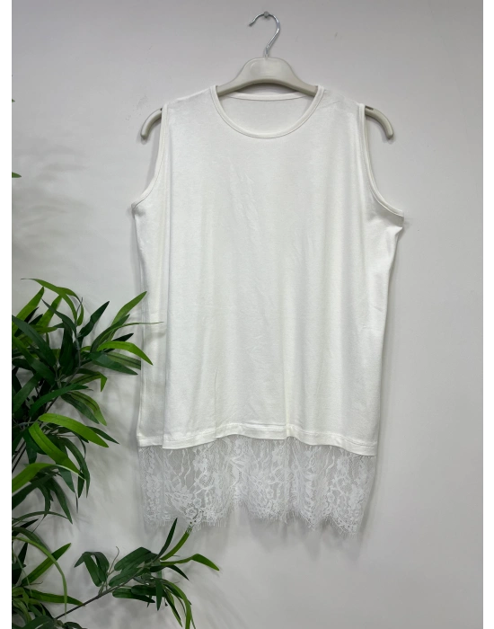 Etek Ucu Tül İçlik Beyaz