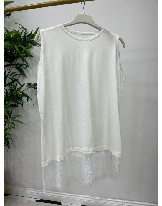 Etek Ucu Tül İçlik Beyaz