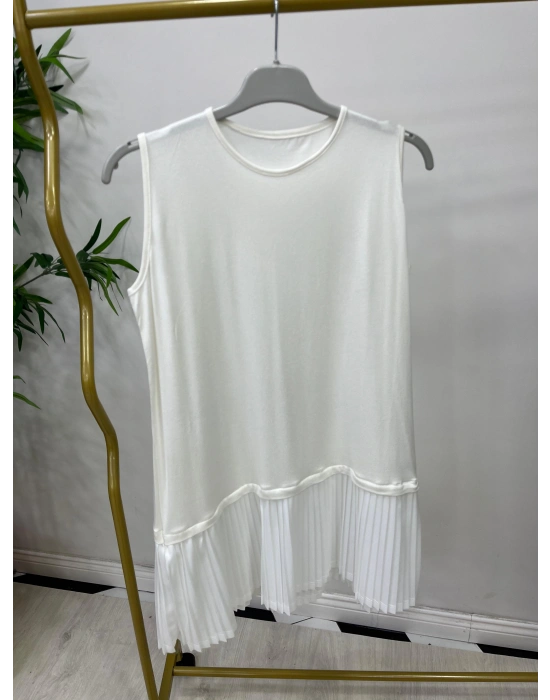 Etek Ucu Piliseli İçlik Beyaz