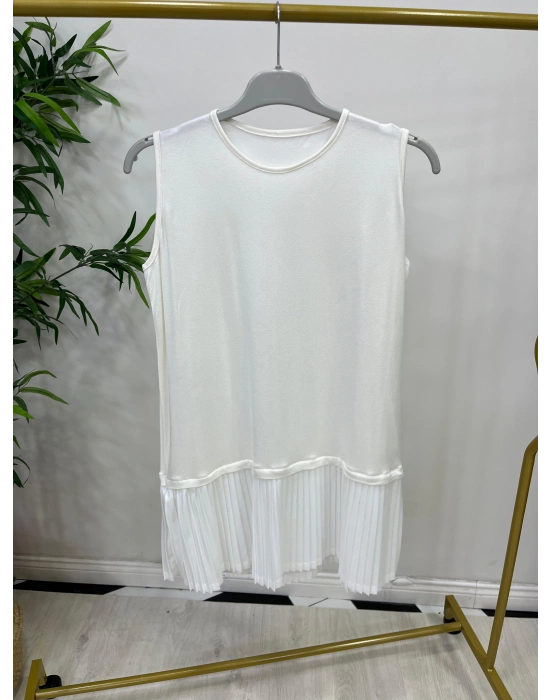 Etek Ucu Piliseli İçlik Beyaz