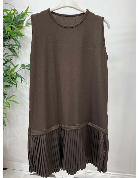 Etek Ucu Piliseli İçlik Kahverengi