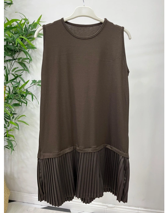 Etek Ucu Piliseli İçlik Kahverengi