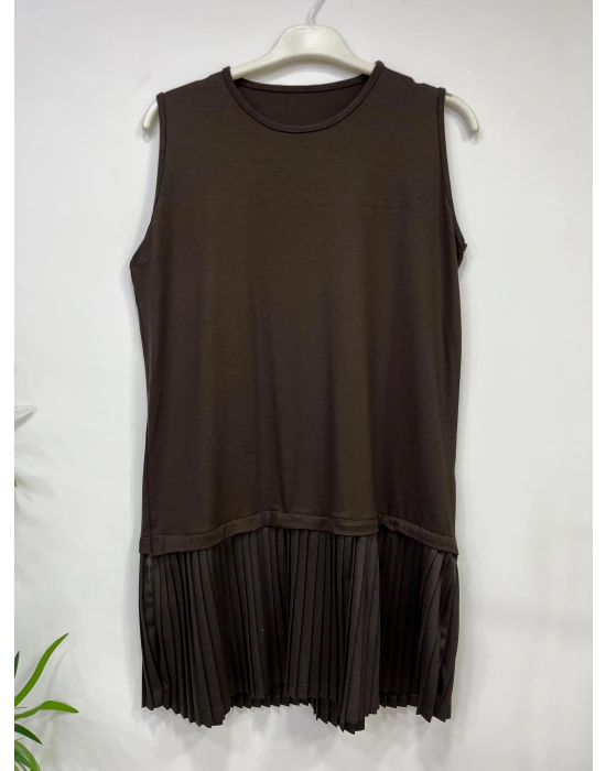 Etek Ucu Piliseli İçlik Kahverengi